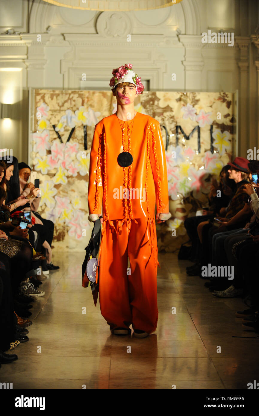 A model seen during the catwalk, fashion show for Designer Vin & Omi at