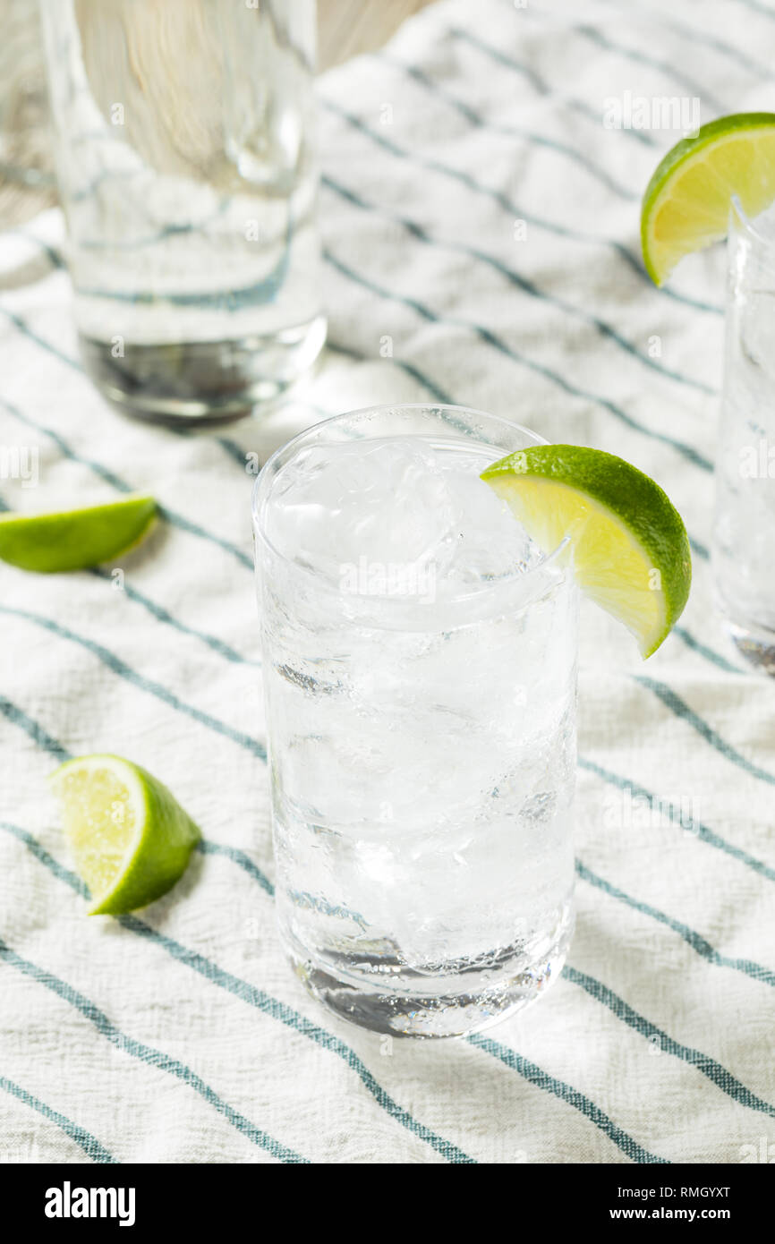 Alcoholic Tequila And Soda Water with Lime Stock Photo Alamy