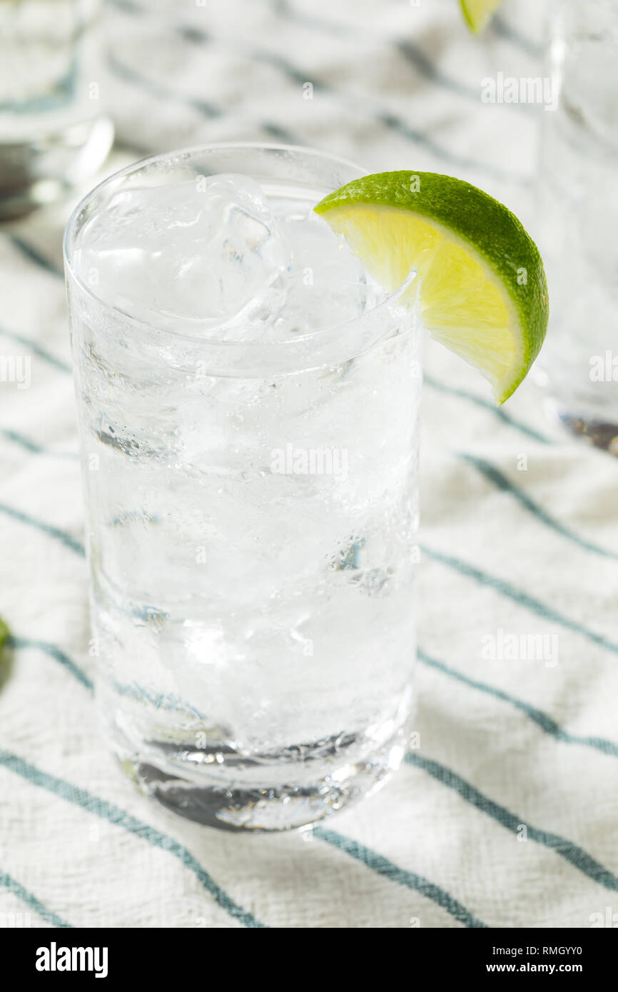 Alcoholic Tequila And Soda Water with Lime Stock Photo Alamy
