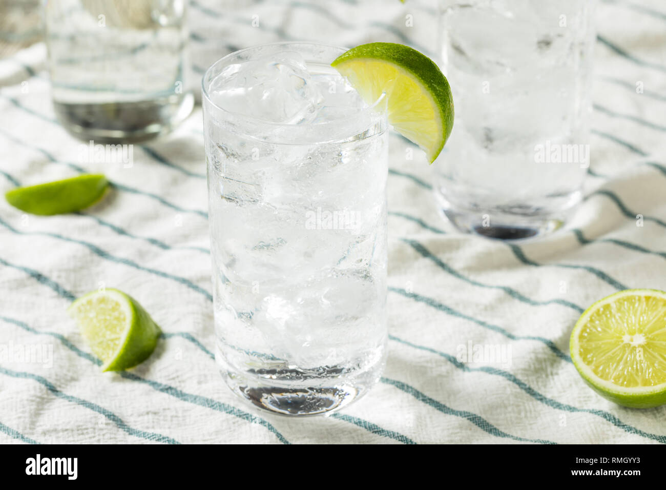 Alcoholic Tequila And Soda Water with Lime Stock Photo Alamy