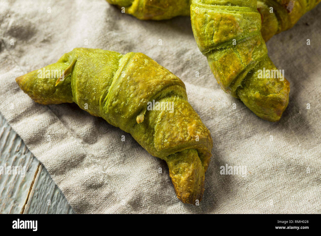 Homemade Green Tea Matcha Croissants Ready to Eat Stock Photo Alamy