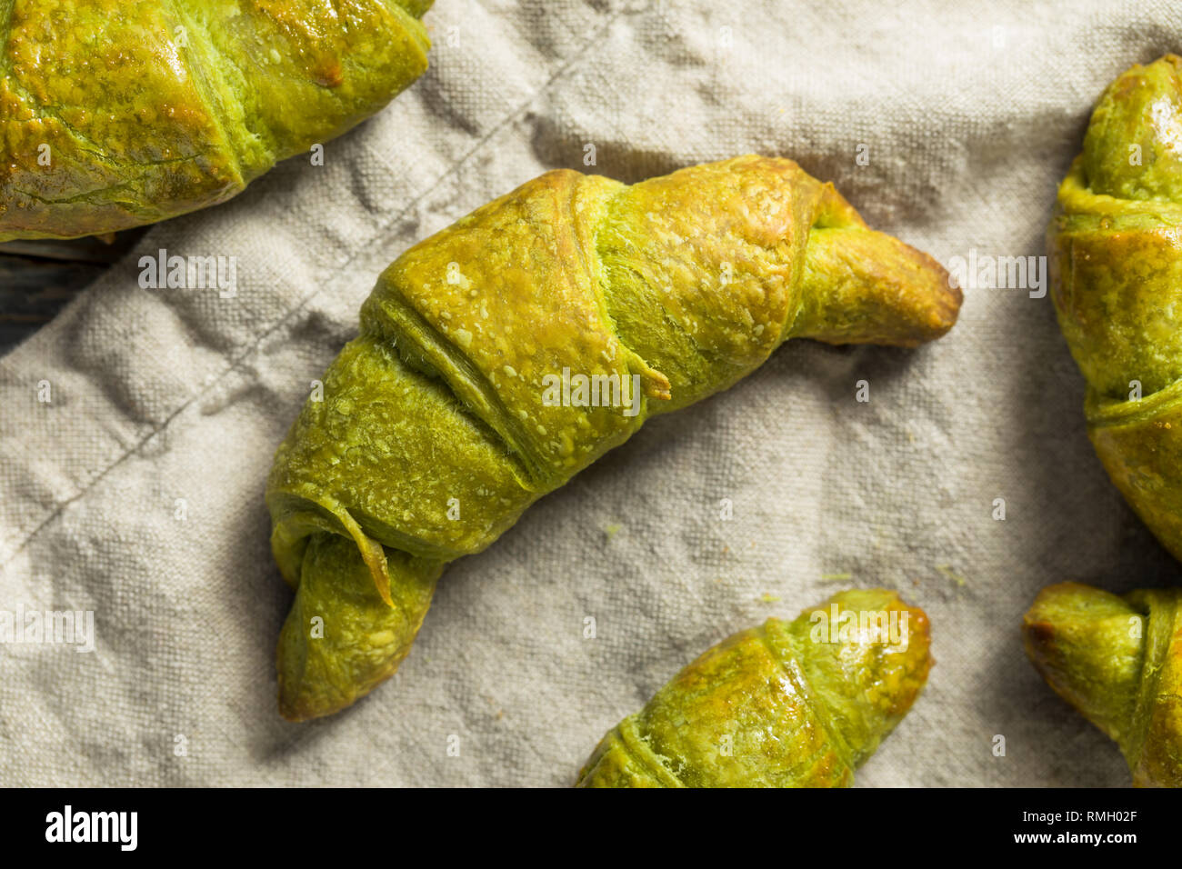 Homemade Green Tea Matcha Croissants Ready to Eat Stock Photo Alamy