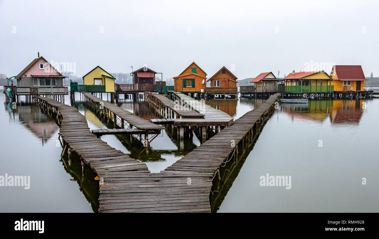 The Bokod Floating Village in Hungary on a rainy winter day Stock Photo -  Alamy