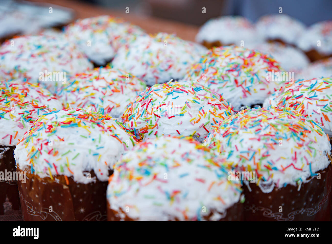 Easter cakes. Happy easter. top view Stock Photo
