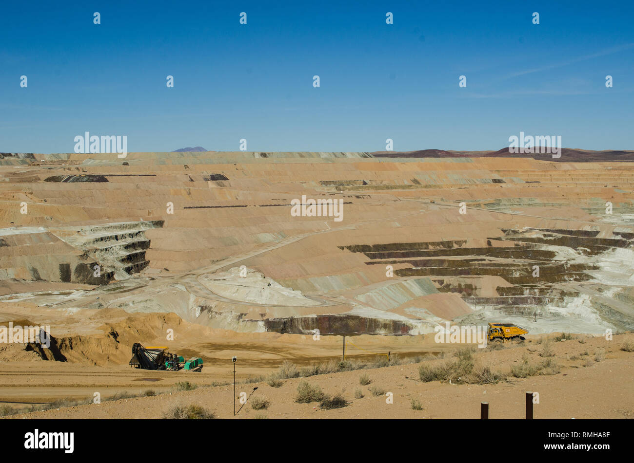 The open pit Rio Tinto Boron Mine (formerly the U.S. Borax Boron Mine) , Boron CA USA Stock Photo