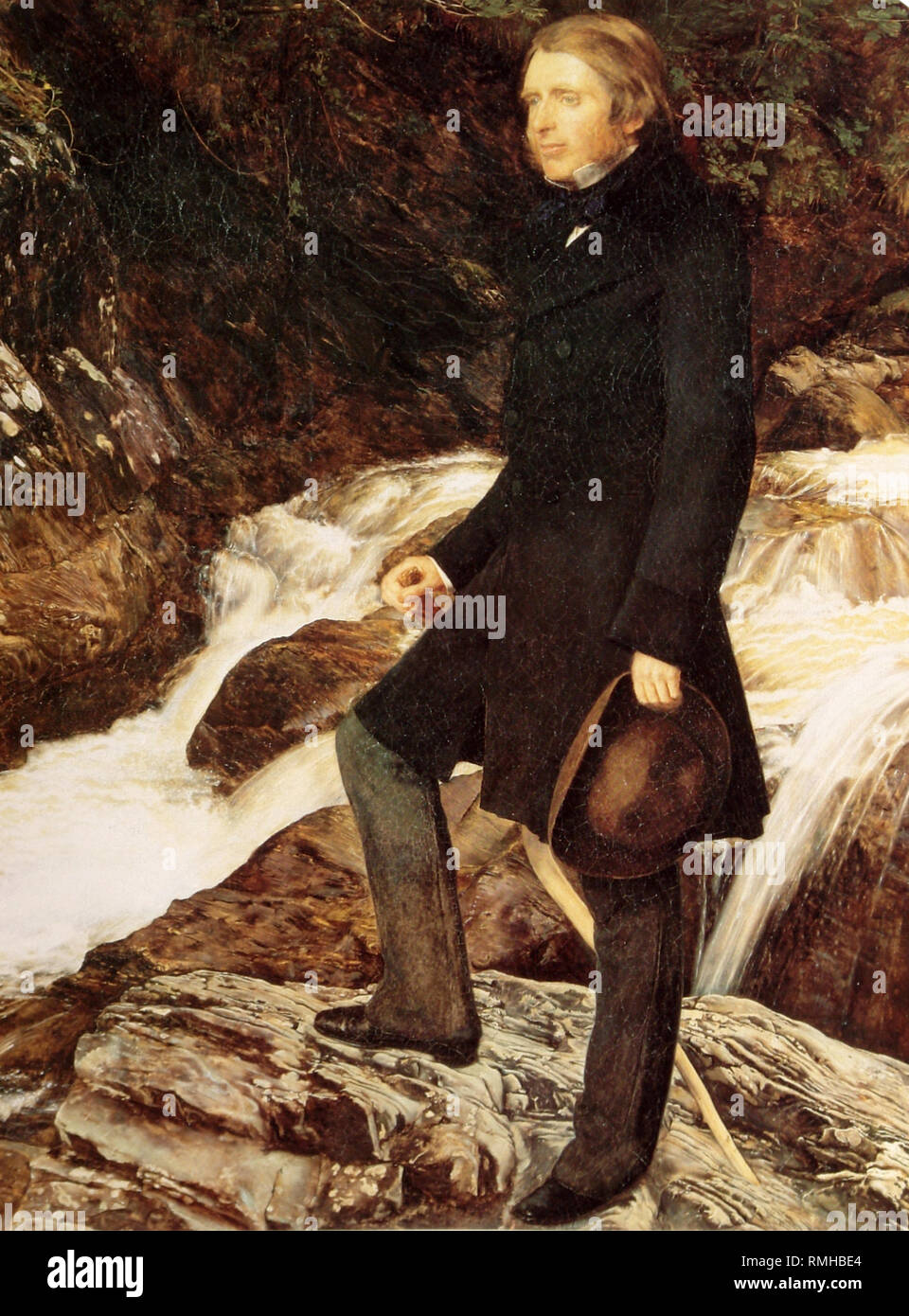 John Ruskin painted by John Everett Millais standing at Glenfinlas