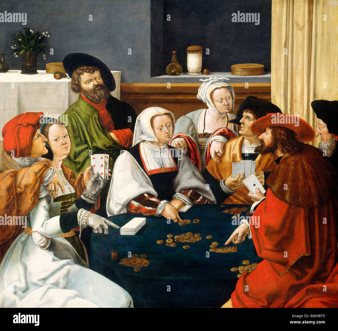 The Card Players by Lucas van Leyden, c. 1508 Stock Photo