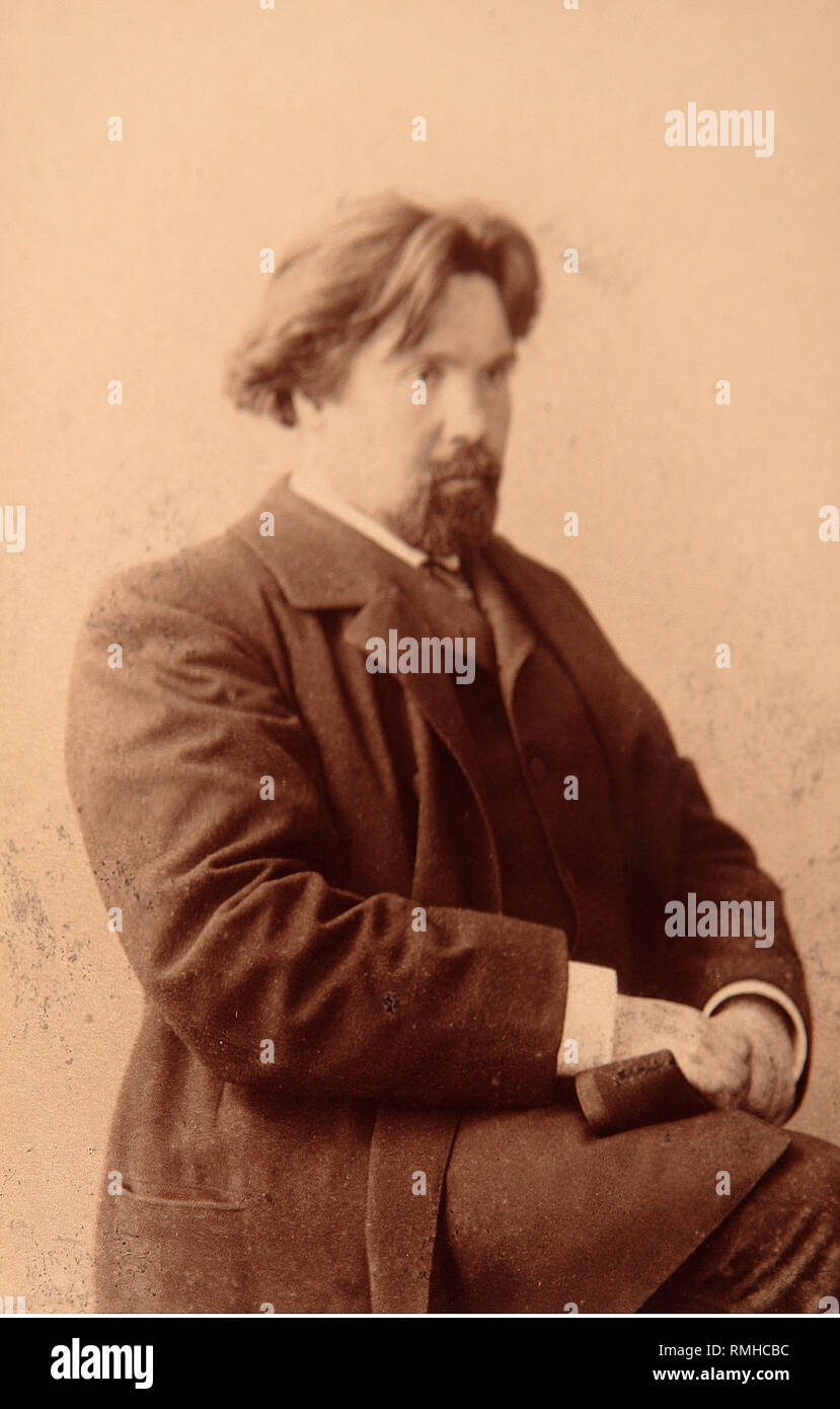 Portrait of the artist Vasily Surikov (1848-1916). Albumin Photo Stock Photo
