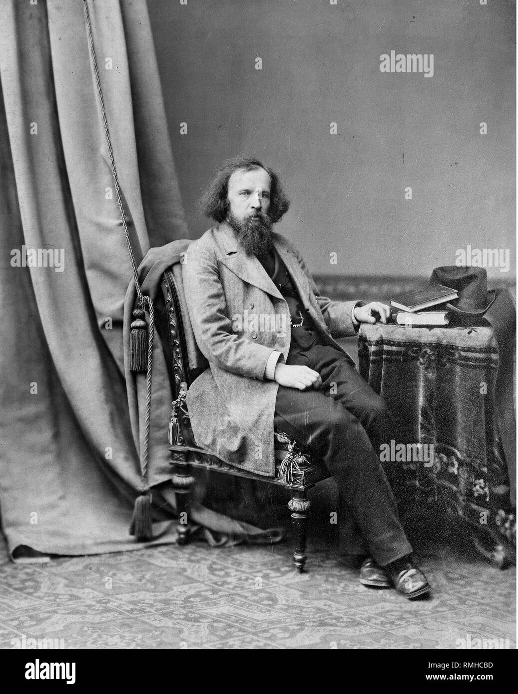 Portrait of the chemist Dmitri Mendeleev (1834-1907). Albumin Photo Stock Photo