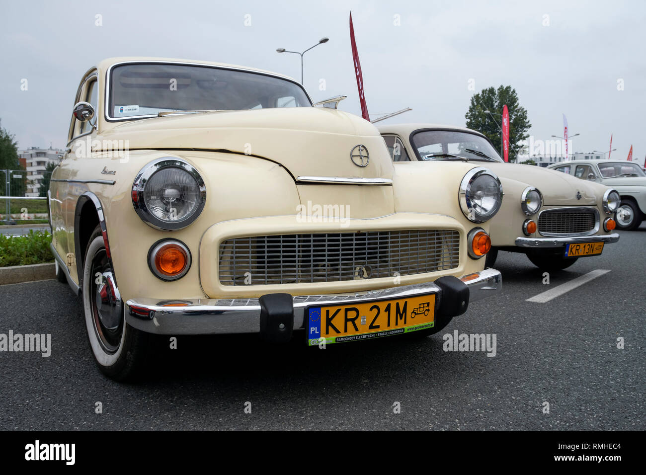 Warszawa car. Oldtimers car at Verva Street Racing on 2018-09-08 in Krakow,  Poland Stock Photo - Alamy