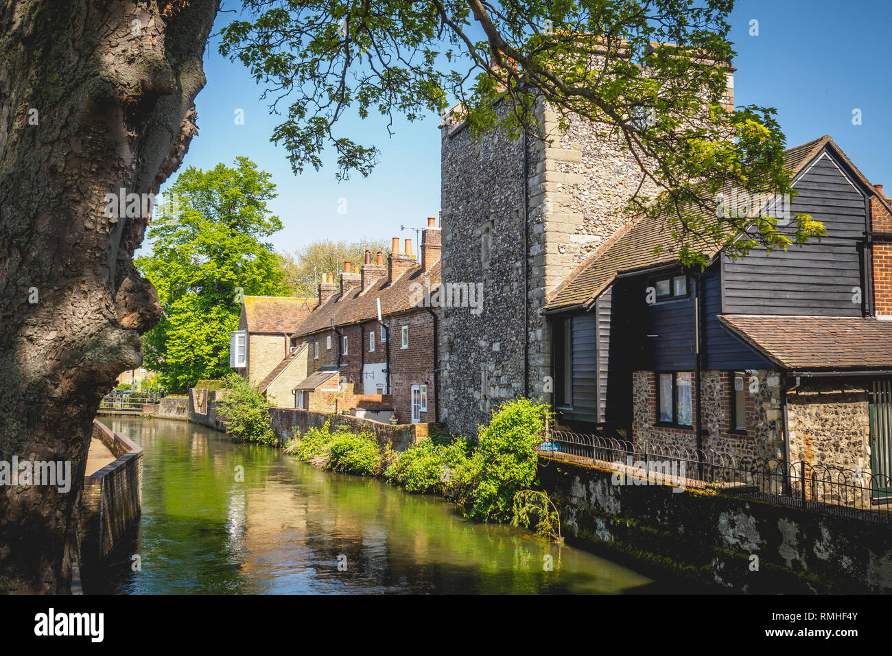 Canterbury, UK May, 2018. View of typical medieval building along the