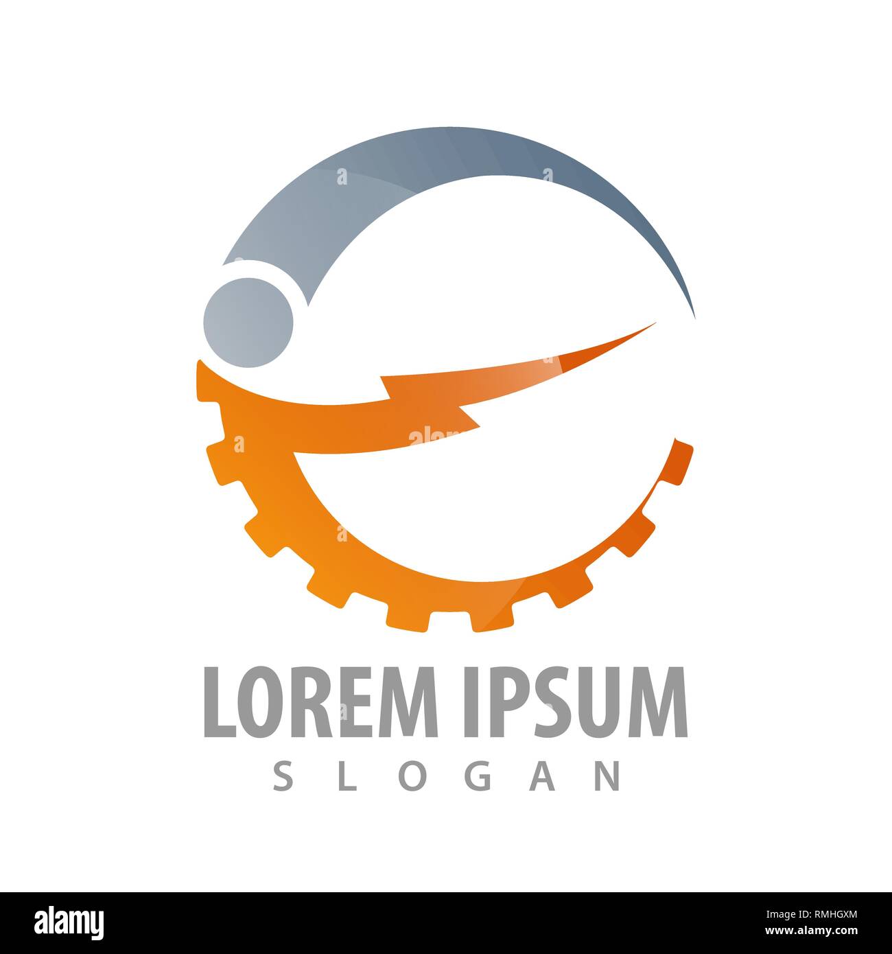Lightning gear logo concept design. Symbol graphic template element Stock Vector
