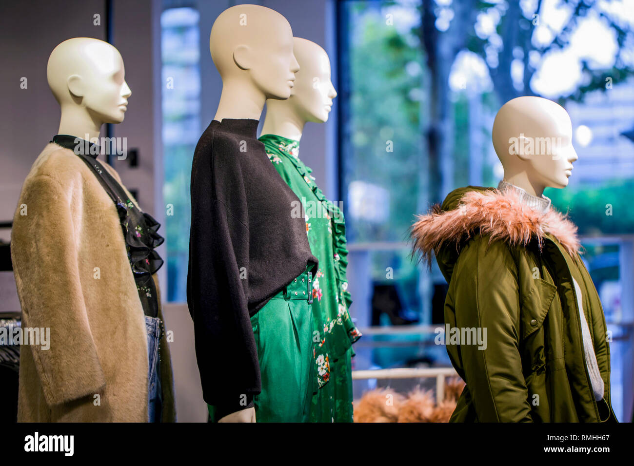 Female mannequins in a fashion store Stock Photo