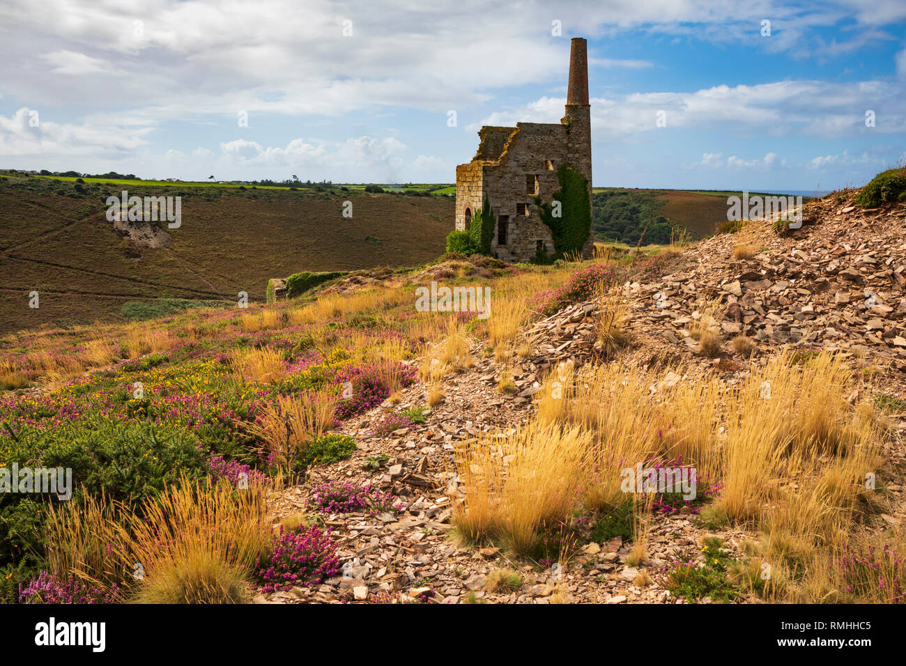 Tywarnhalye Engine House near Porthtowan in Cornwall. Stock Photo