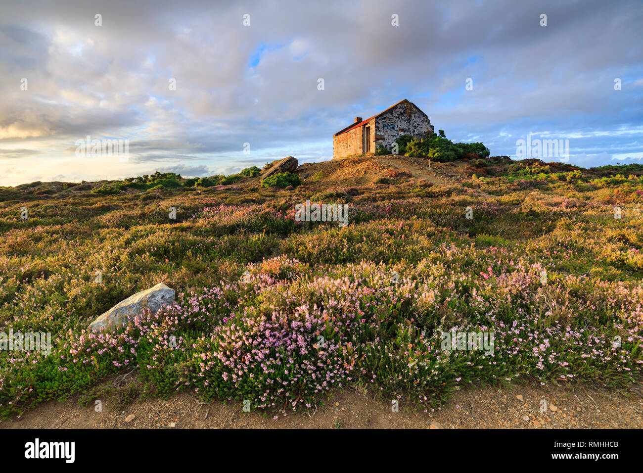 The crib hut near Tywarnhalye Engine House near Porthtowan in Cornwall. Stock Photo