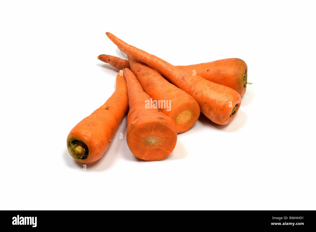 carrots isolated on a white background, road clippings, full depth of field Stock Photo