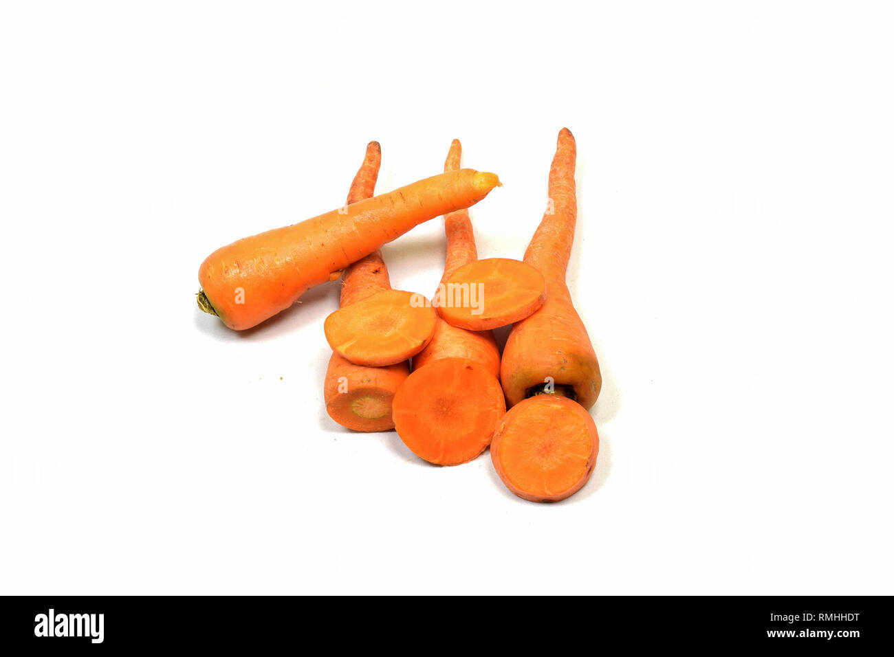 carrots isolated on a white background, road clippings, full depth of field Stock Photo