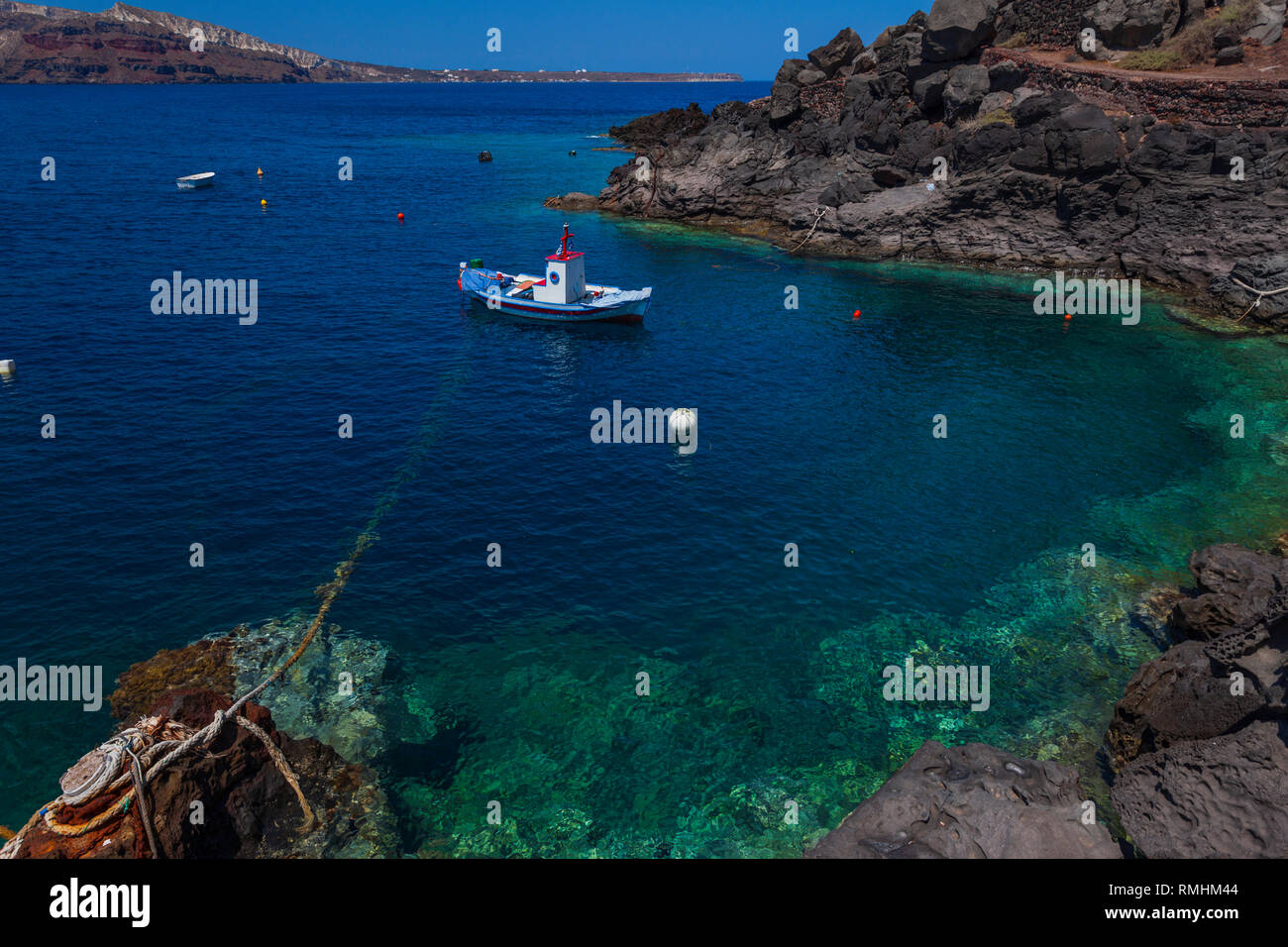 Oia port. Santorini island. Greece. Stock Photo
