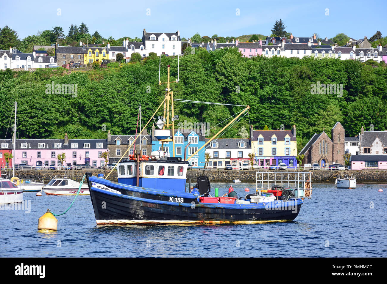 Fishing boat in harbour, Tobermory, Isle of Mull, Inner Hebrides, Argyll and Bute, Scotland, United Kingdom Stock Photo