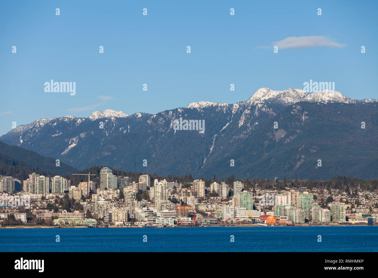 View of North Vancouver across the harbour from downtown Vancouver ...