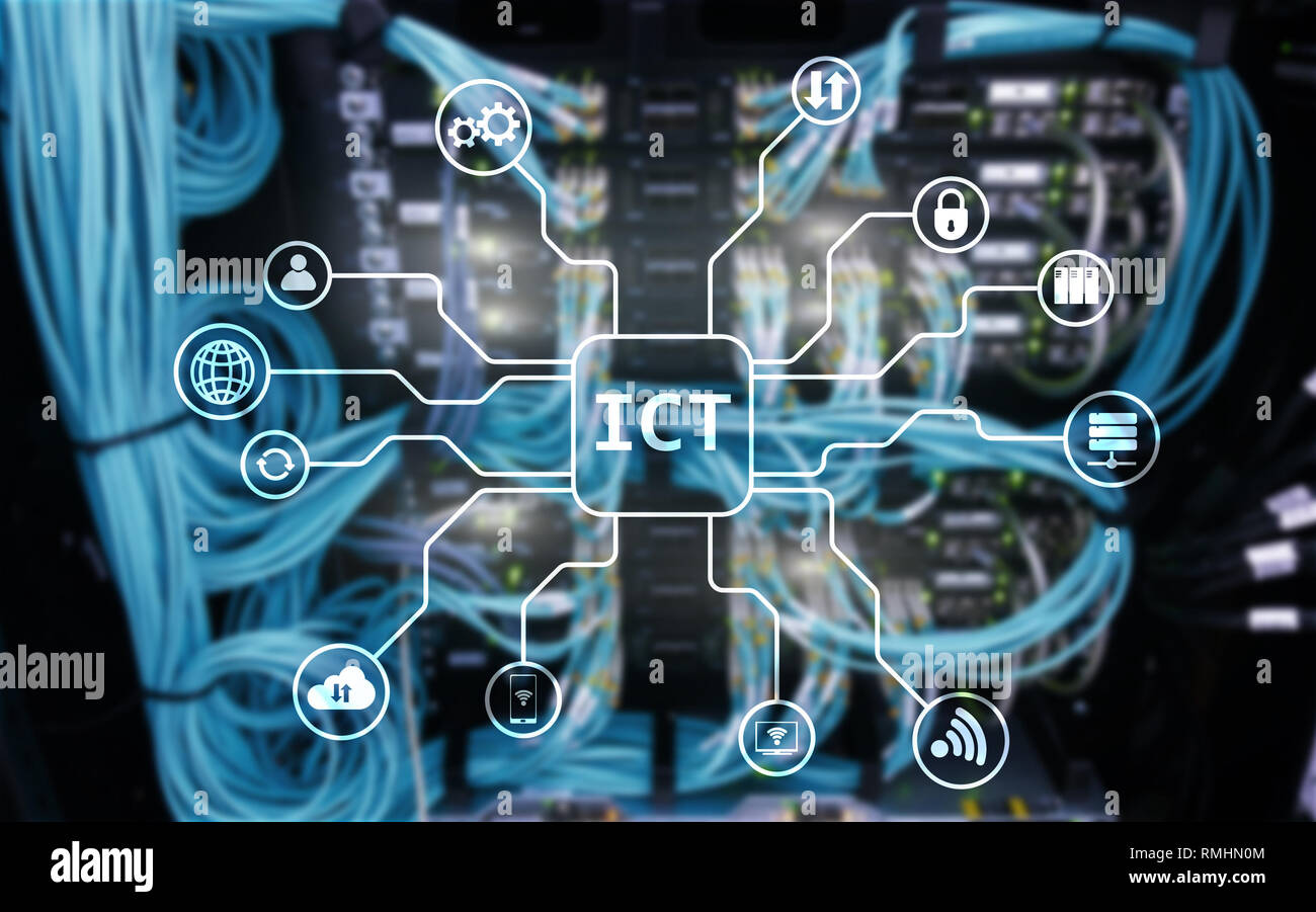ICT - information and communications technology concept on server room ...
