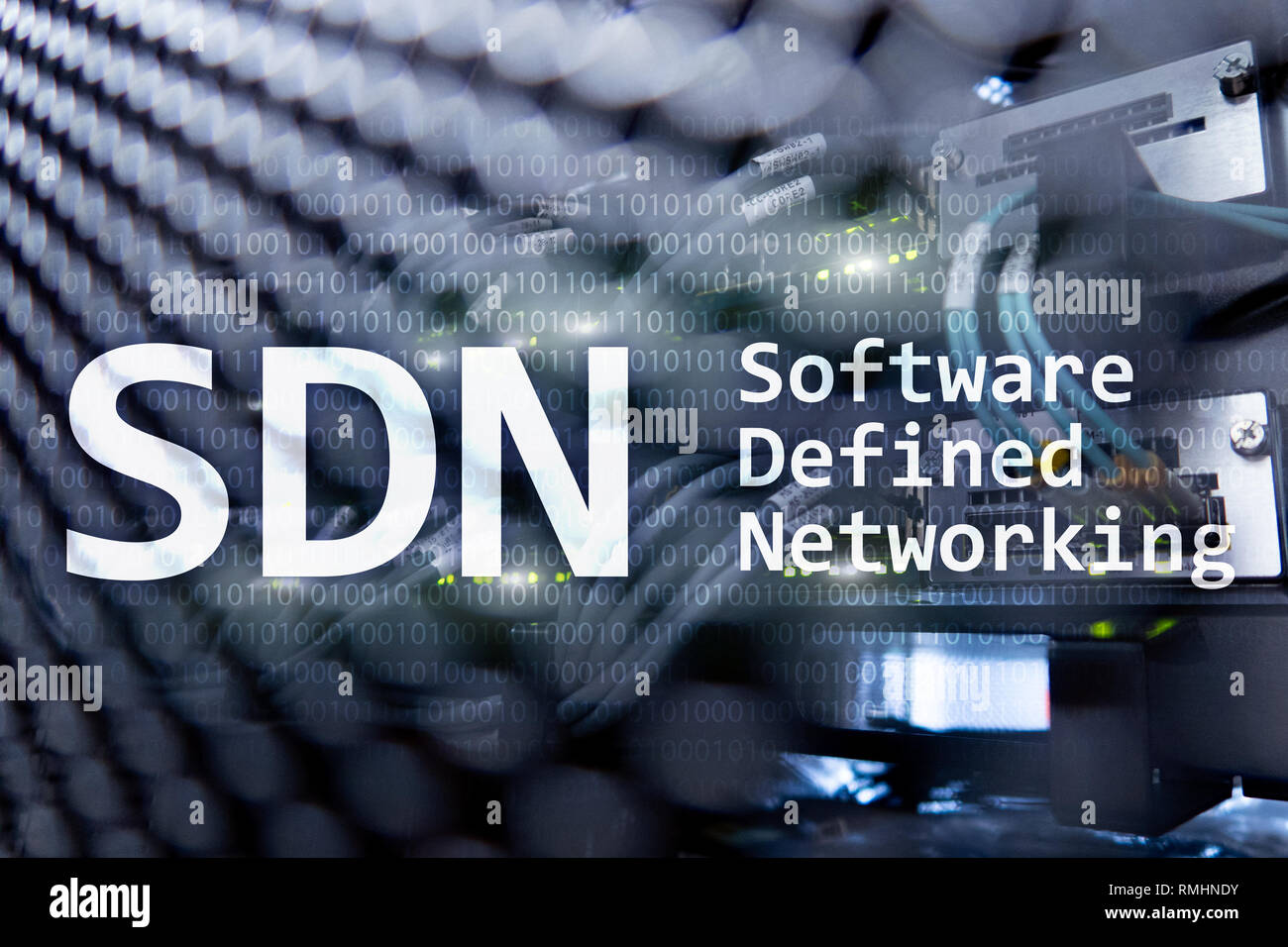 SDN, Software defined networking concept on modern server room ...