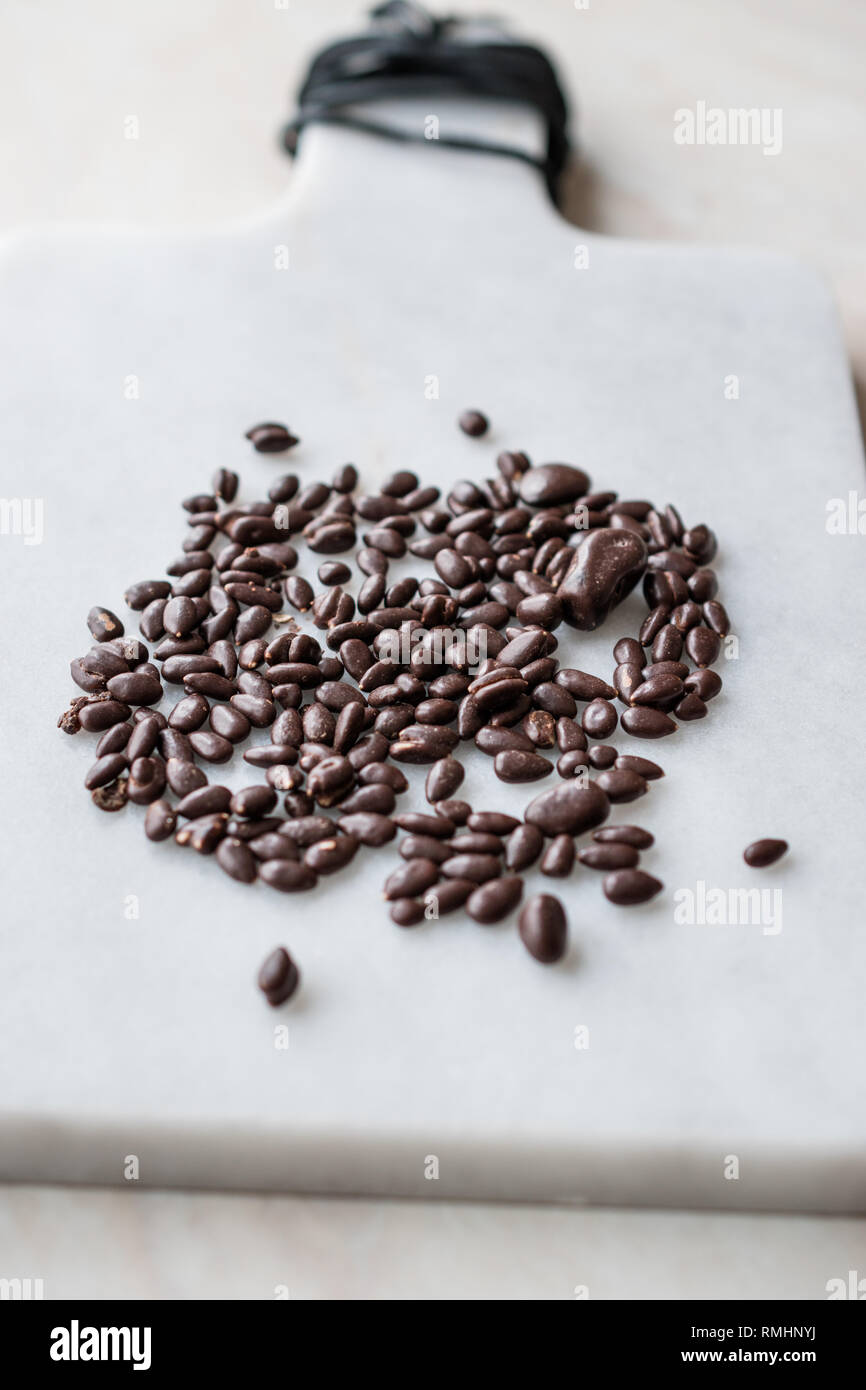 Chocolate Covered Sunflower Seeds / Kernel Seeds. Organic Snacks Stock