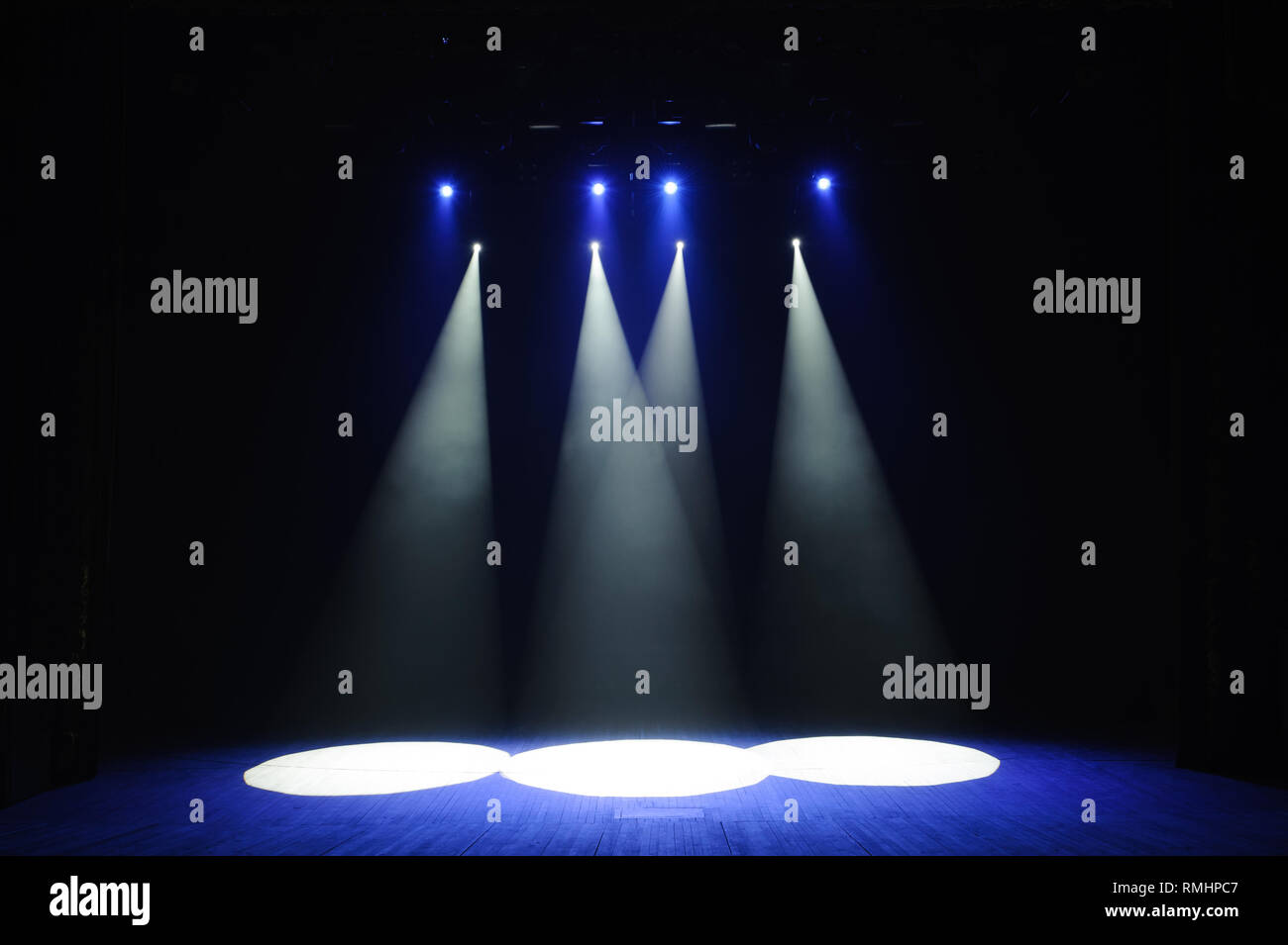 Free stage with lights, lighting devices. Background Stock Photo Alamy