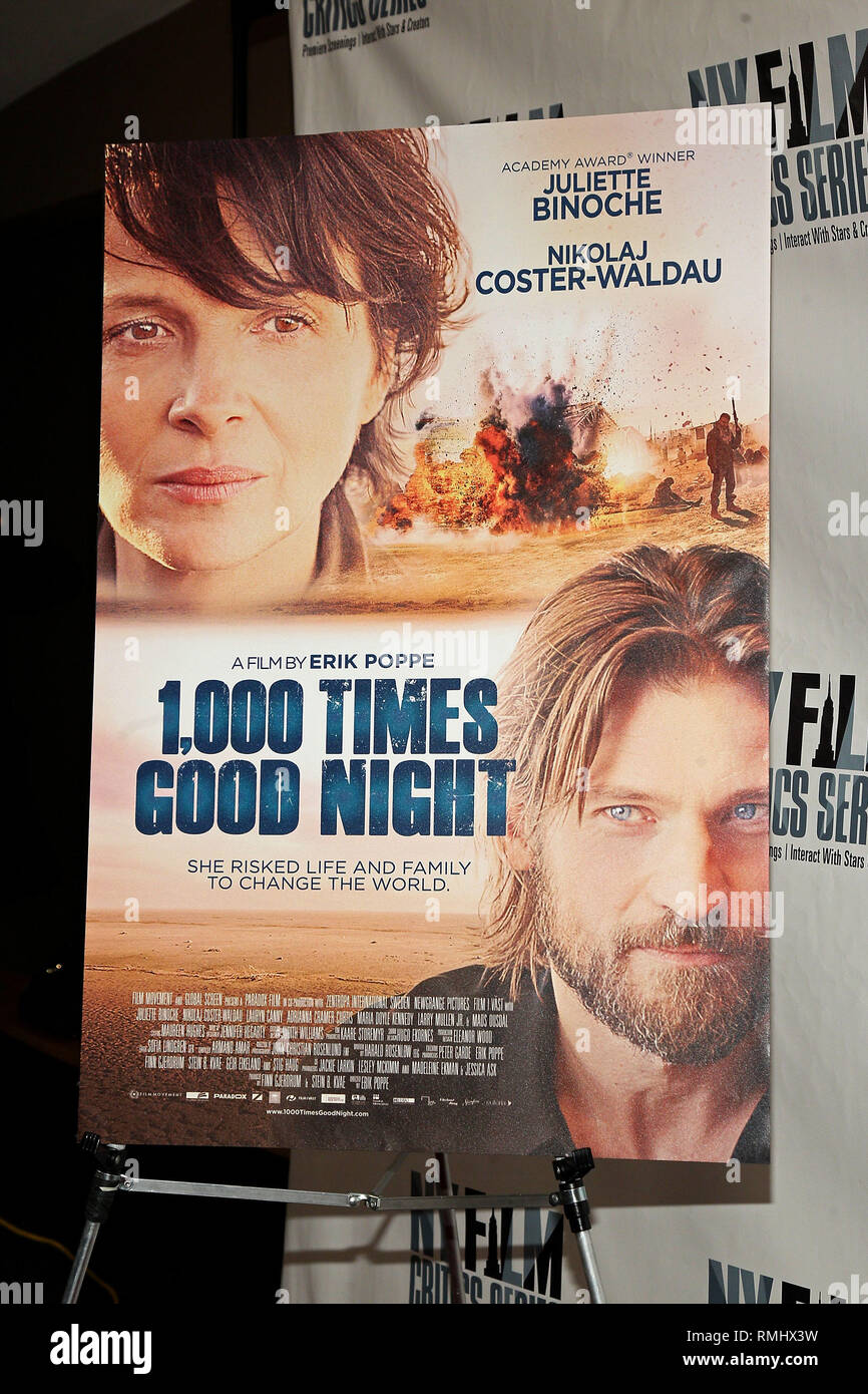 New York, USA. 07 Oct, 2014. Atmosphere, movie poster at The Tuesday, Oct 7, 2014 '1,000 Times Good Night' New York Premiere at AMC Empire in New York, USA. Credit: Steve Mack/S.D. Mack Pictures/Alamy Stock Photo