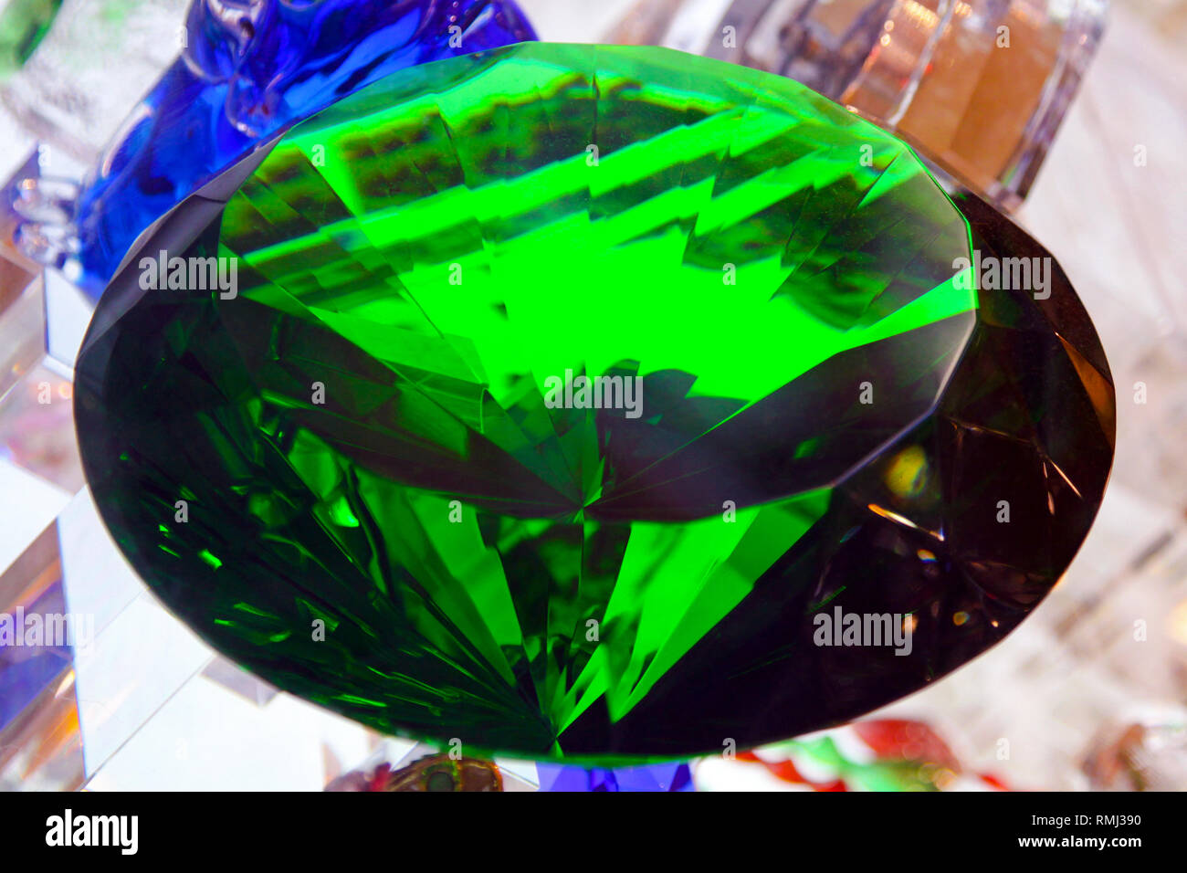 Very big and expencive green gem stone Stock Photo
