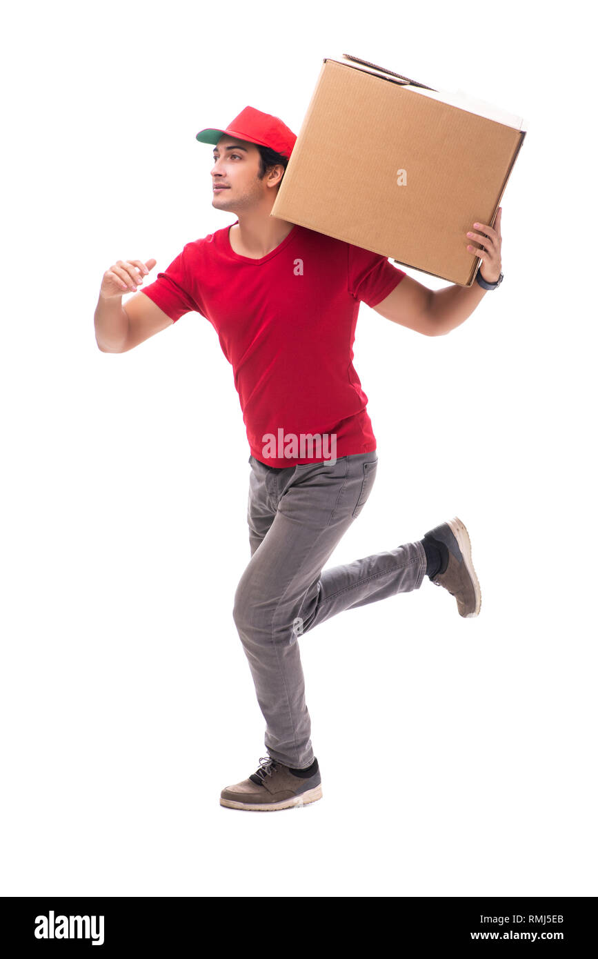 Young male courier with box Stock Photo