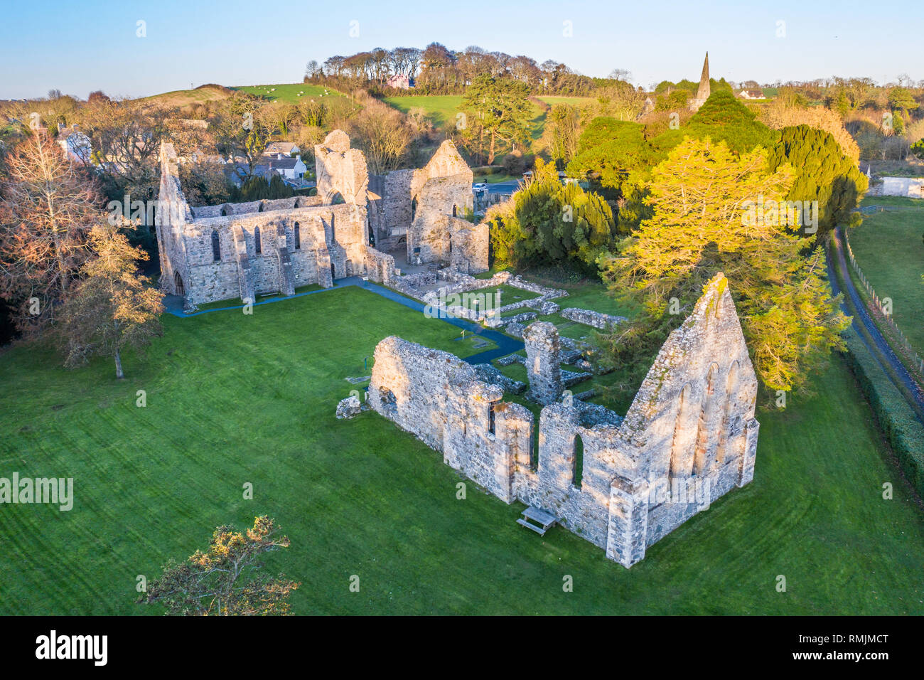 Aerial drone photos of Grey Abbey monastery Greyabbey Stock Photo