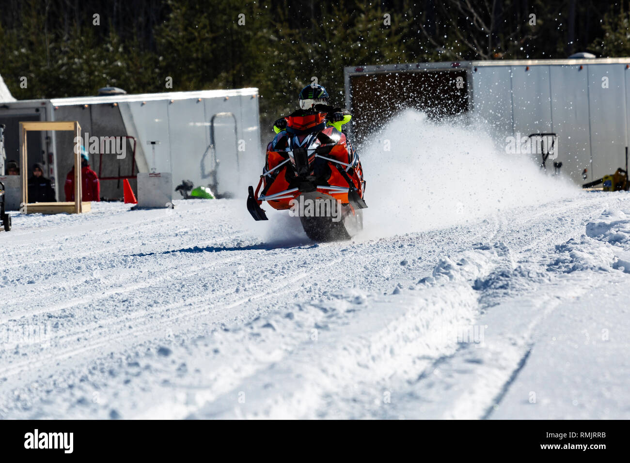 Snowmobile Racing Deep River Ontario Canada Stock Photo