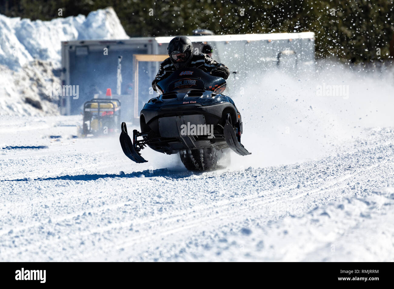 Snowmobile Racing Deep River Ontario Canada Stock Photo