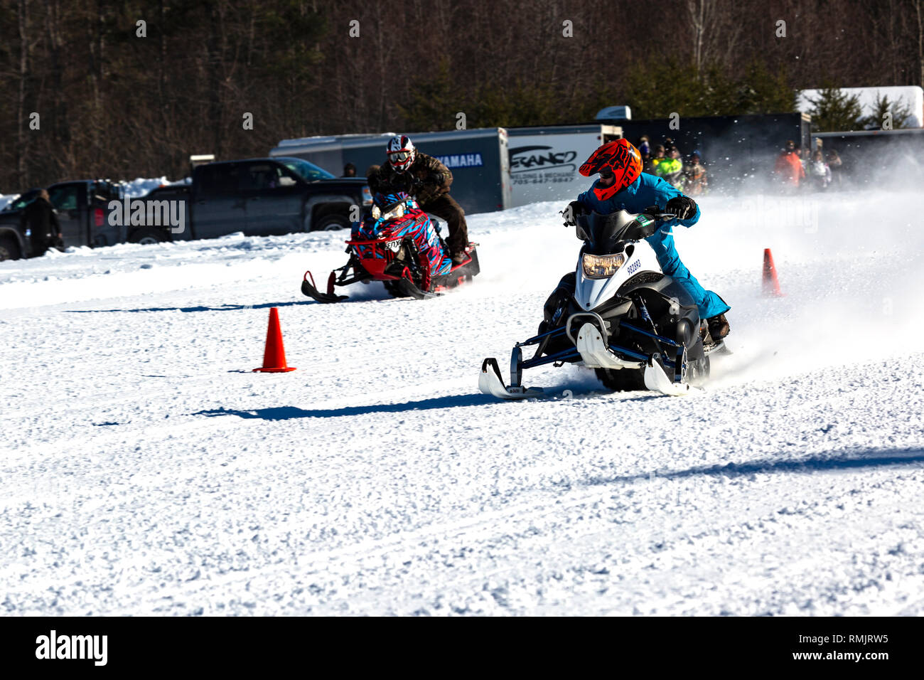Snowmobile Racing Deep River Ontario Canada Stock Photo Alamy