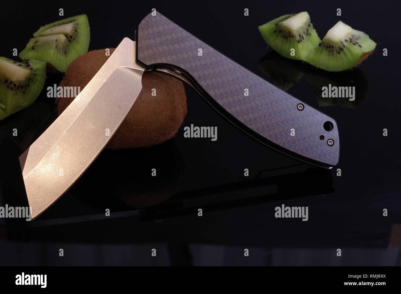 Knife in a bent position. The knife is curved. Stock Photo