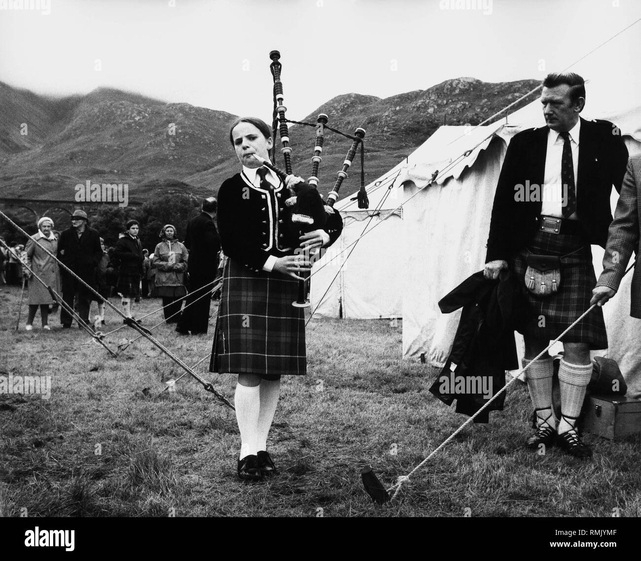 Bag pipe player in Scotland. Undated picture. Stock Photo