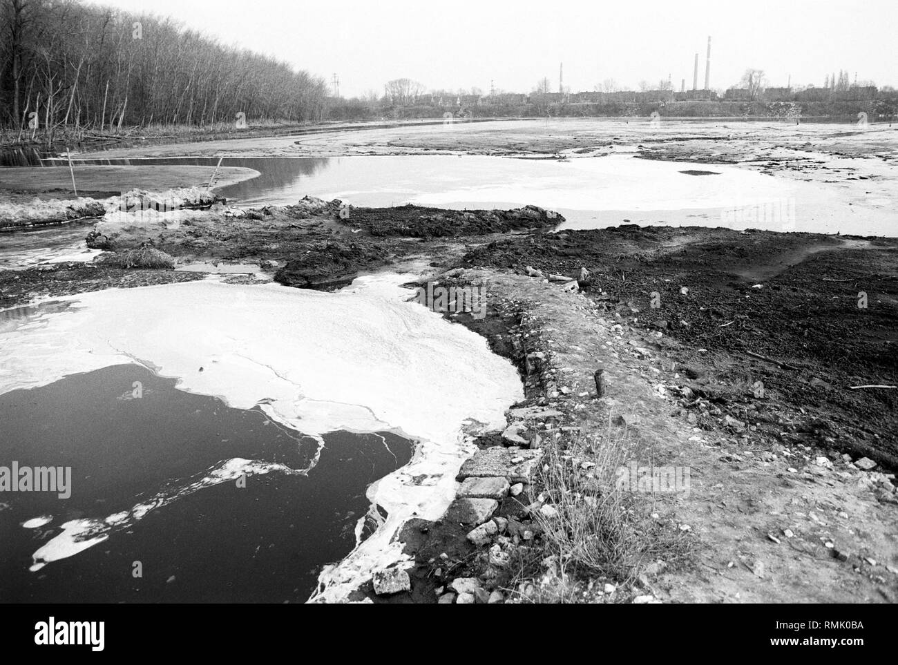 GDR : The so-called Sea of Silver , an industrial cesspit in Bitterfeld , in February 1990 Stock Photo