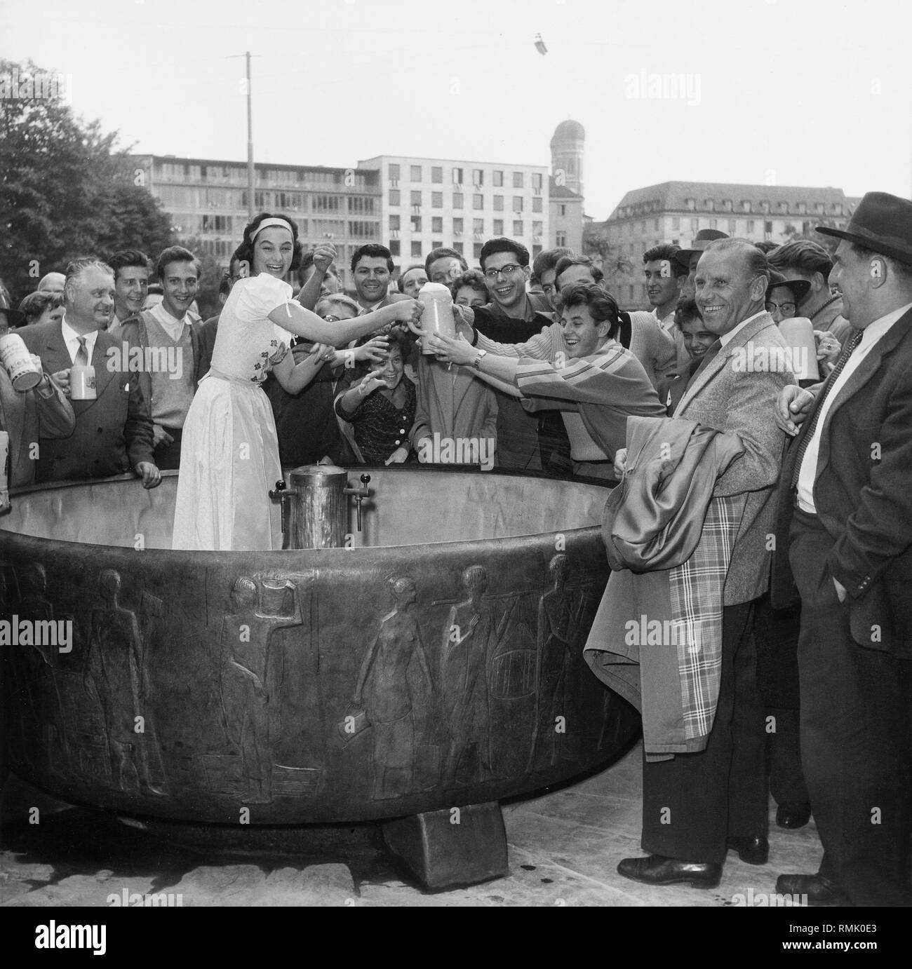 Drinking Beer At The Bierbrunnen Beer Fountain Of Joachim - 