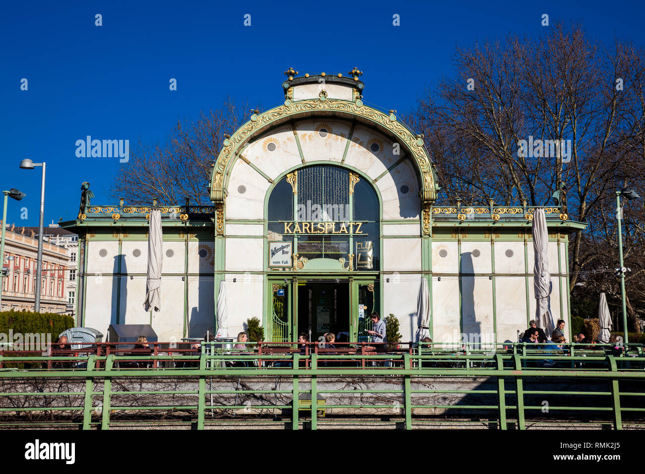 VIENNA, AUSTRIA - APRIL, 2018: Karlsplatz Stadtbahn Station an example of Jugendstil architecture in Vienna Stock Photo