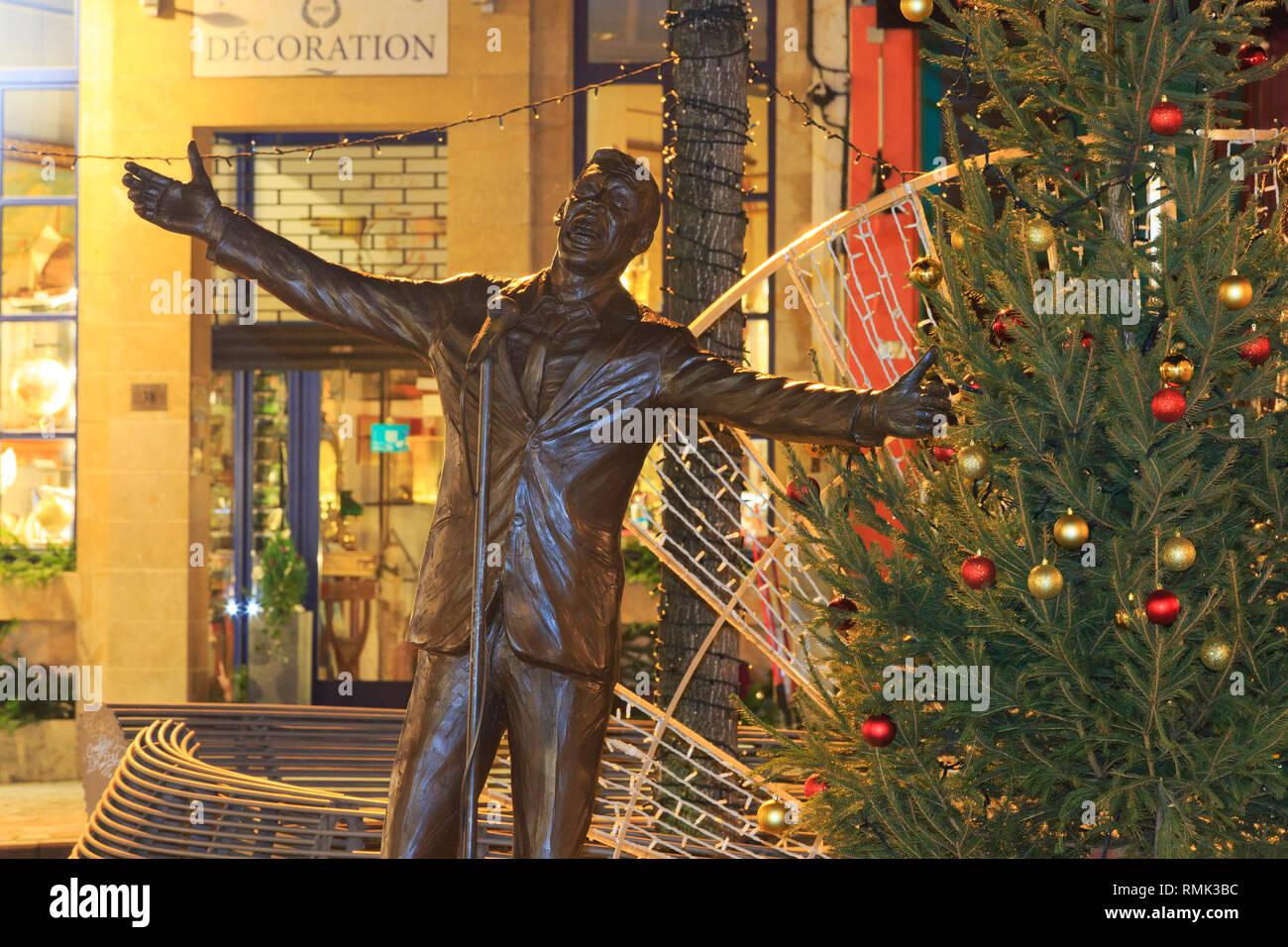 A life like monument to the world famous Belgian singer, songwriter, poet and actor Jacques Brel ( 1929-1978) in Brussels, Belgium Stock Photo