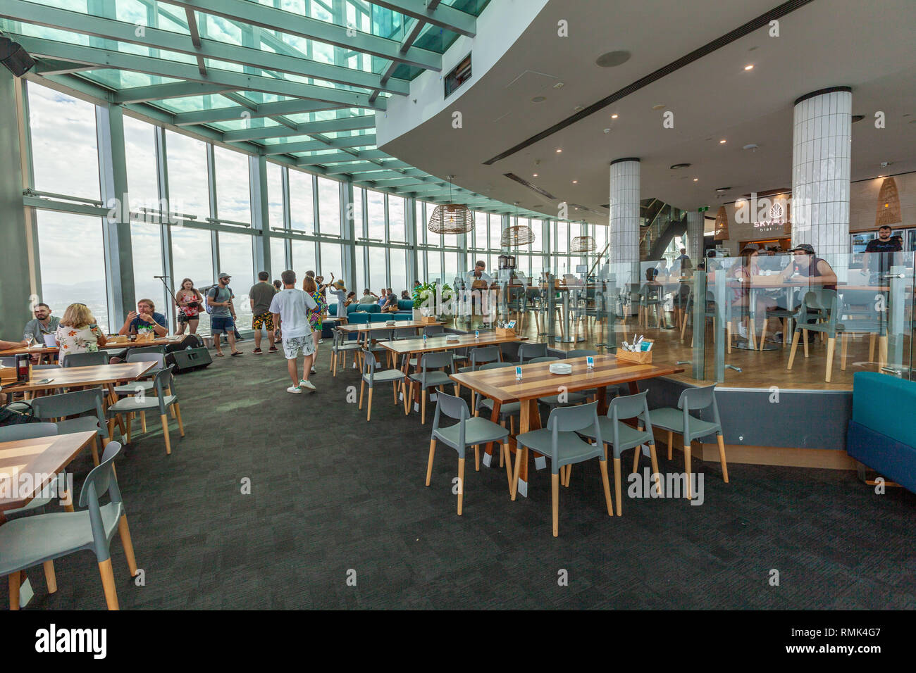 Gold Coast, Australia - January 6, 2019: cafe inside the viewing area on level 77 Stock Photo
