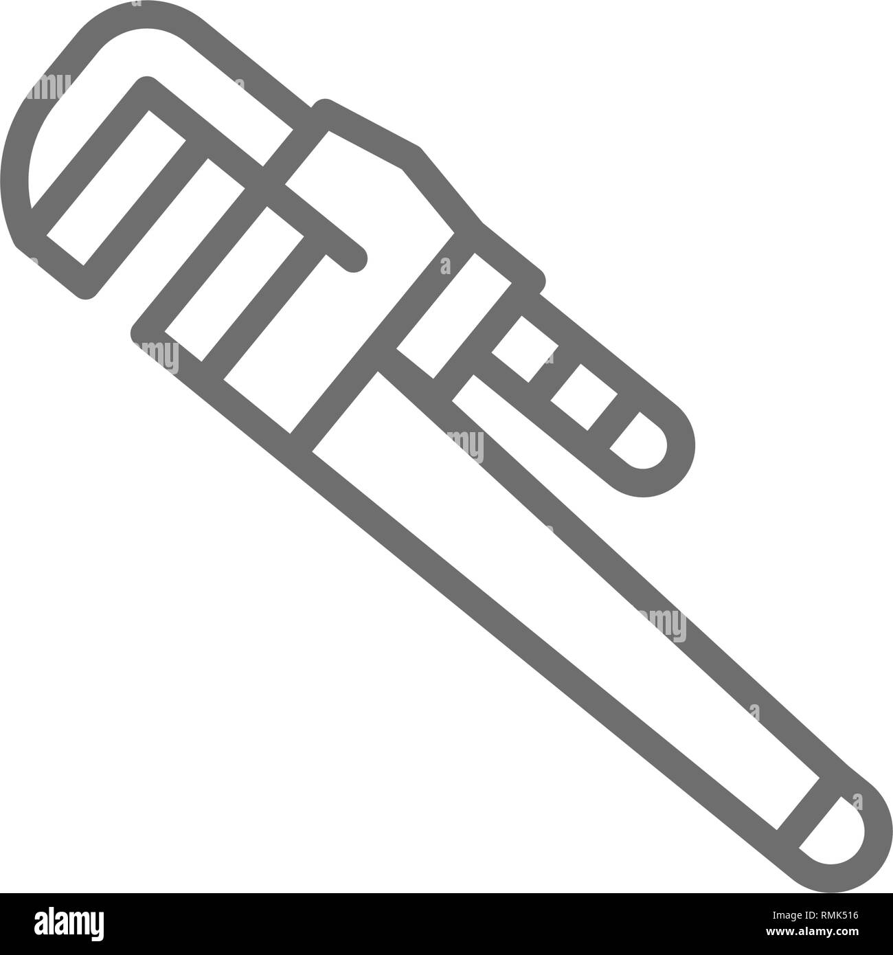 Adjustable wrench line icon. Isolated on white background Stock Vector