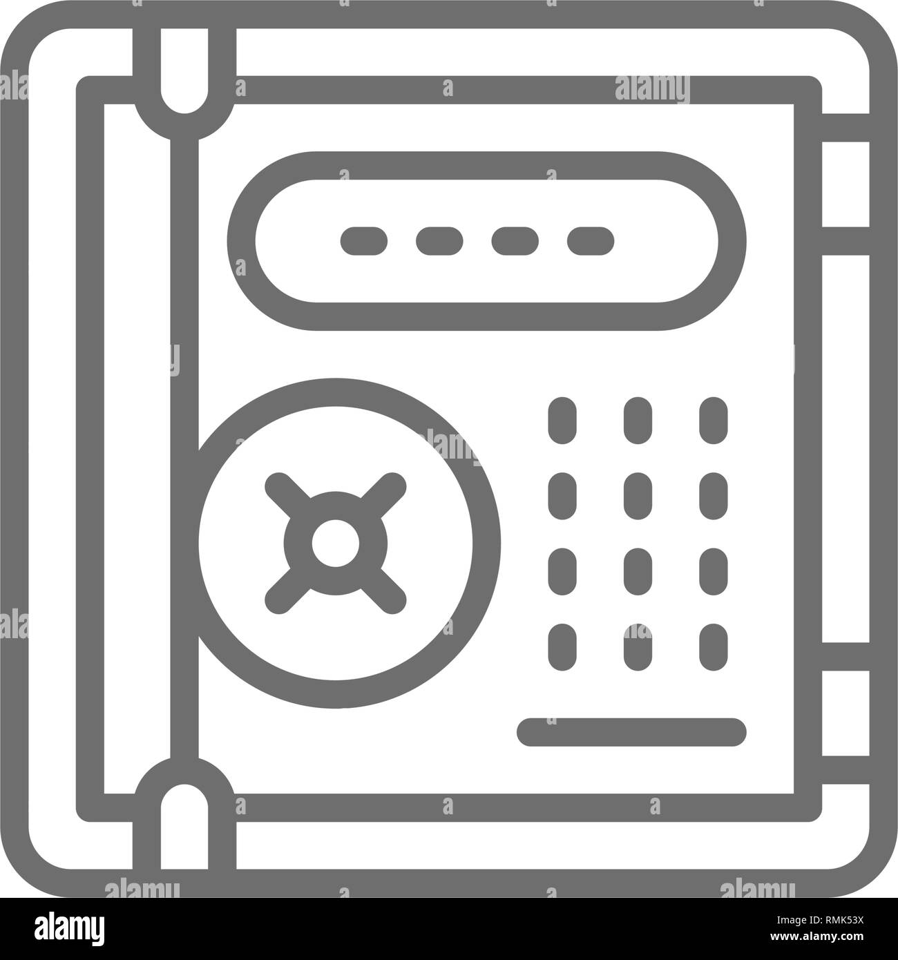 Electronic safe, personal protection, cryptography line icon. Stock Vector