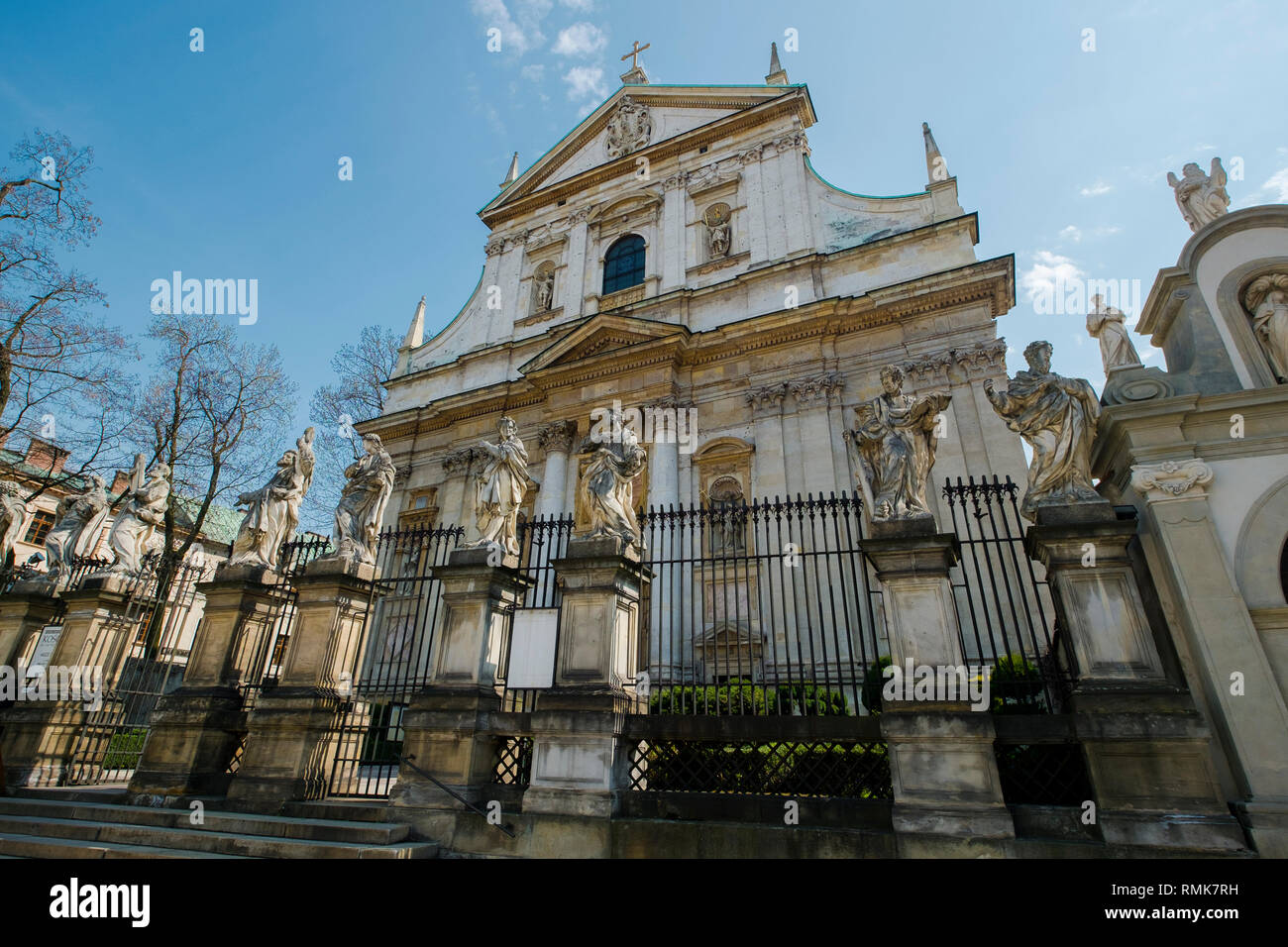 The impressive facade of Church of Saints Peter and Paul in Krakow, Poland. Stock Photo