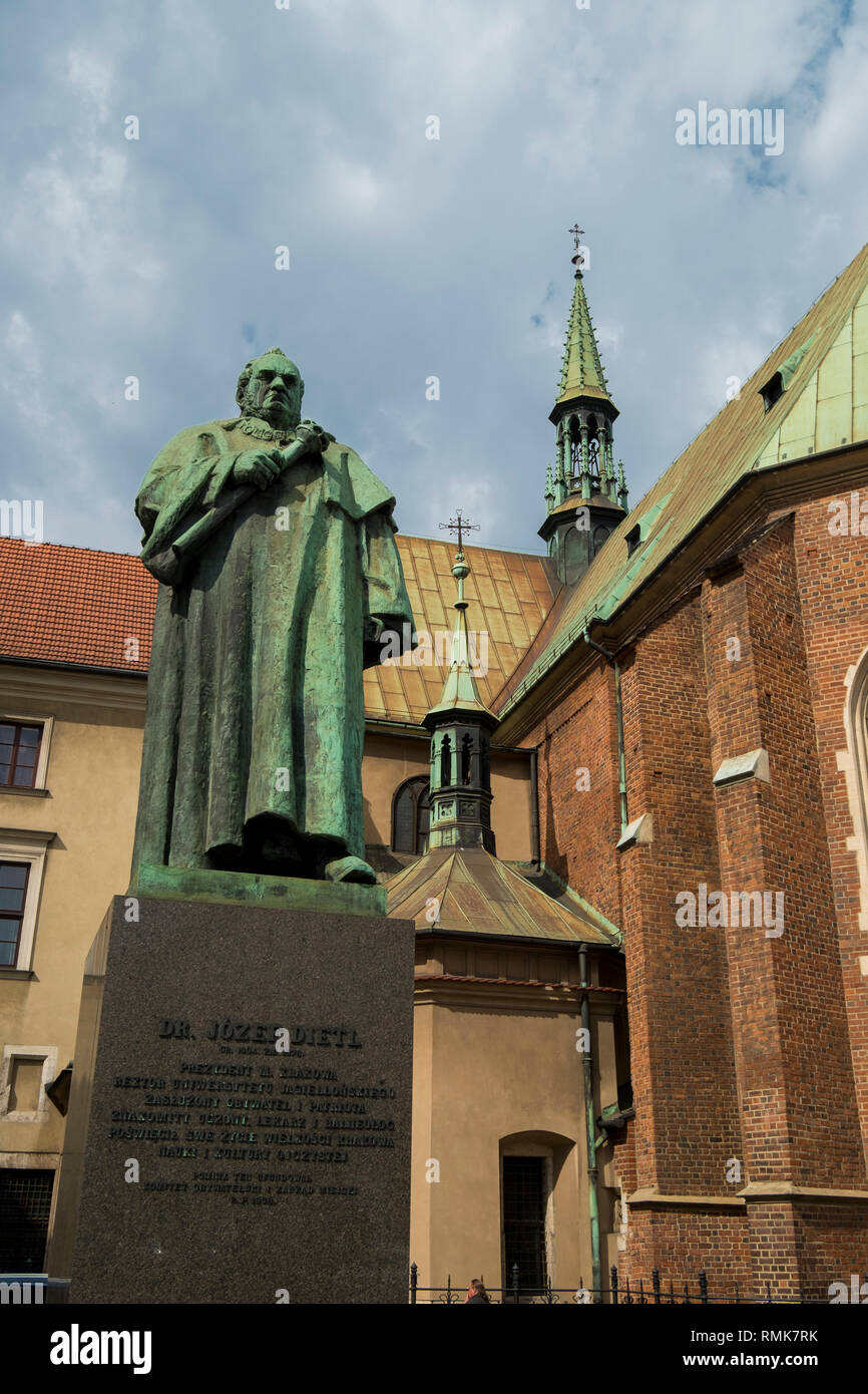A statue of Dr. Jozef Dietl in Krakow, Poland. Stock Photo
