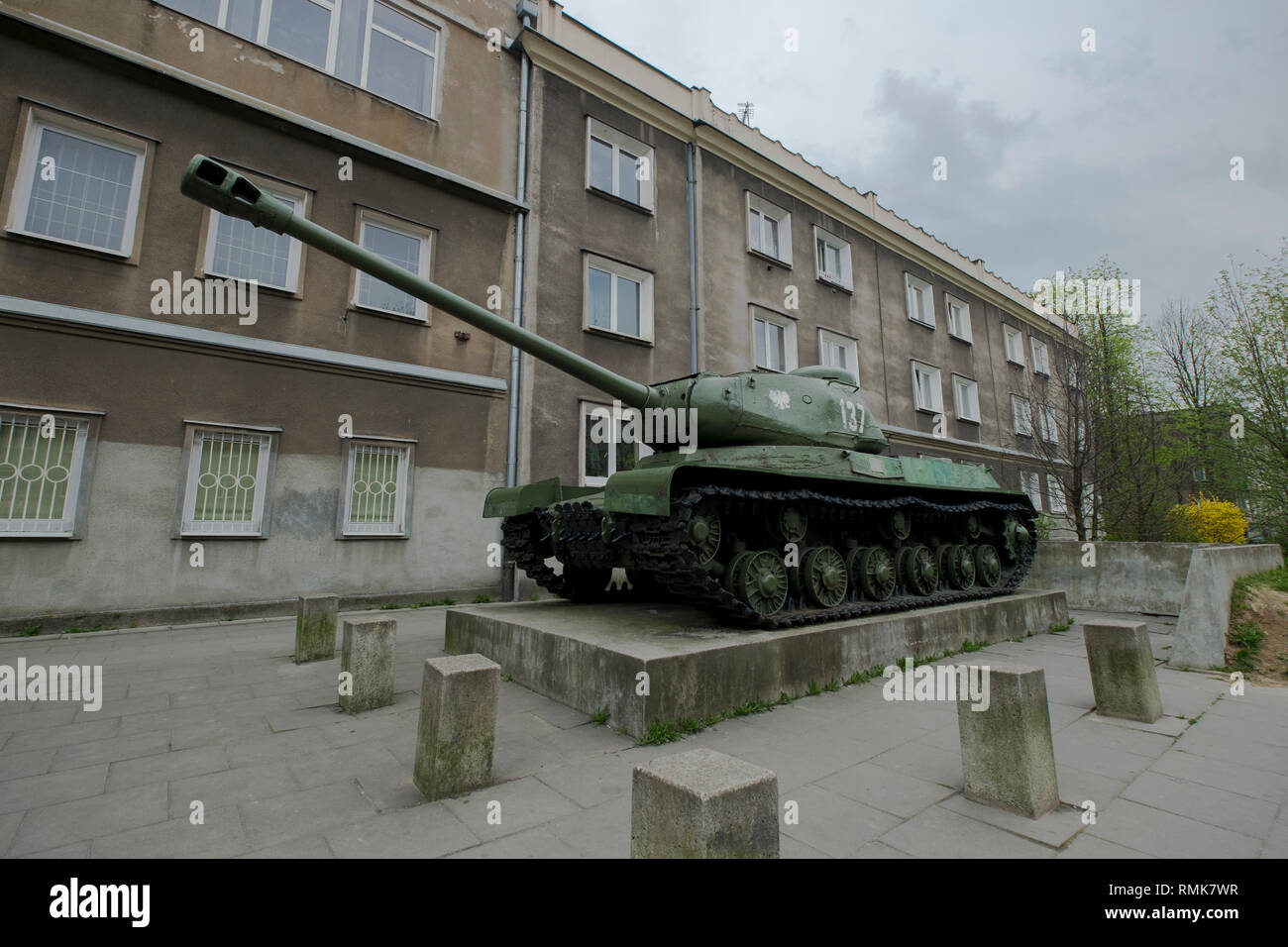 An old Soviet Tank in Nowa Huta, a pre-planned Socialist city in Krakow, Poland. Stock Photo