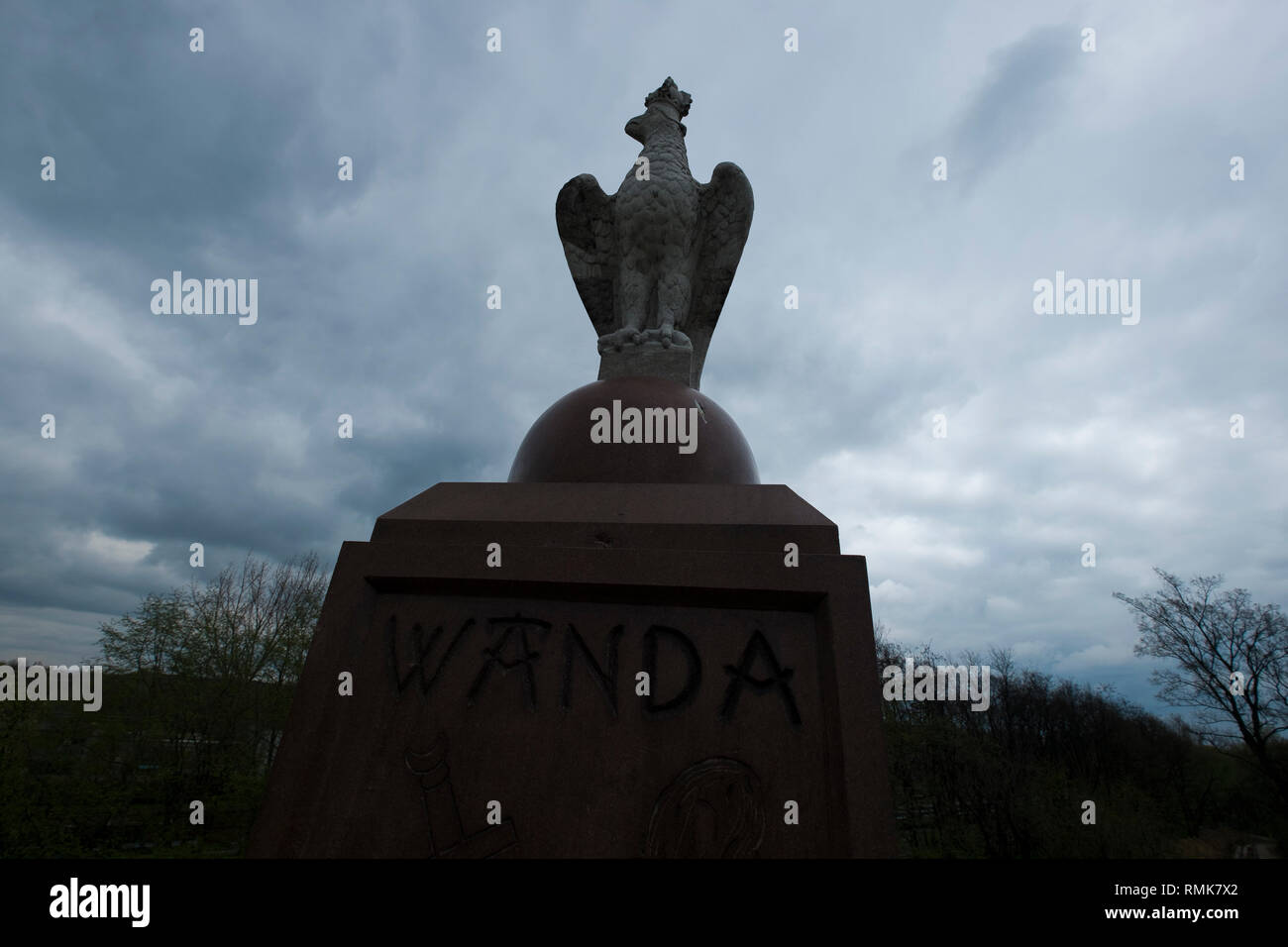 Wanda, a bird statue that overlooks Nowa Huta, a Socialist pre-planned city in Krakow, Poland. Stock Photo