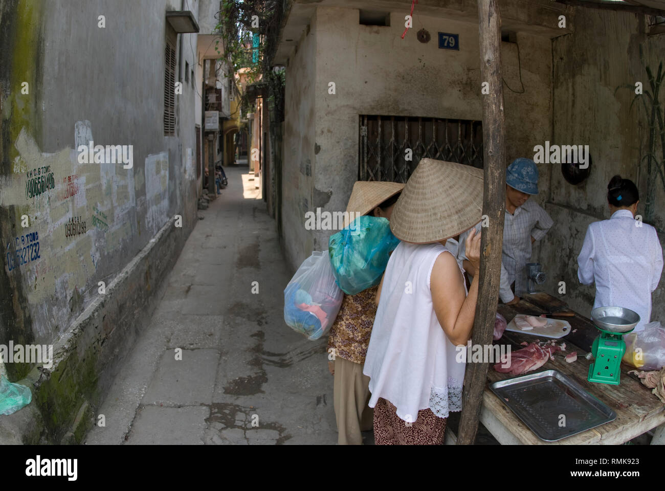 Outdoor butcher, by narrow street, Hanoi, Vietnam Stock Photo Alamy
