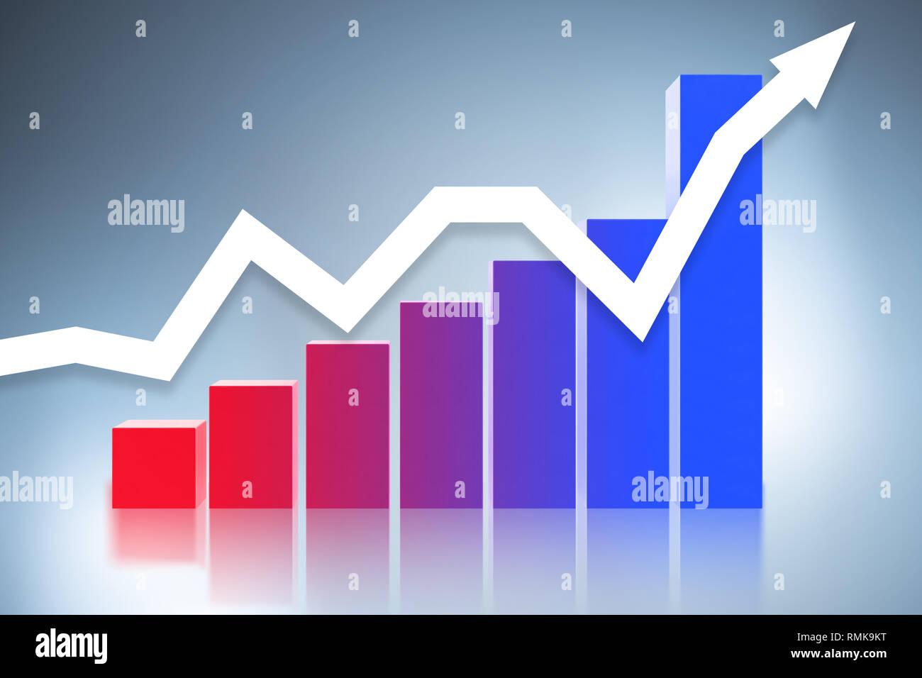 Bar chart showing growth - 3d rendering Stock Photo - Alamy
